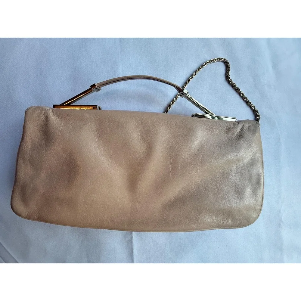 Rare Liz Claiborne Vintage‎ Soft Sexy Leather Clutch New York Evening Peach Bag